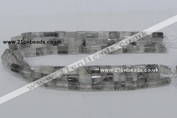 CCQ219 15.5 inches 10*15mm faceted & flat column cloudy quartz beads