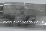 CCQ221 15.5 inches 18*25mm faceted & flat column cloudy quartz beads