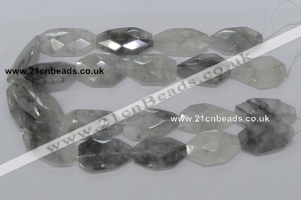 CCQ228 15.5 inches 22*35mm faceted freeform cloudy quartz beads