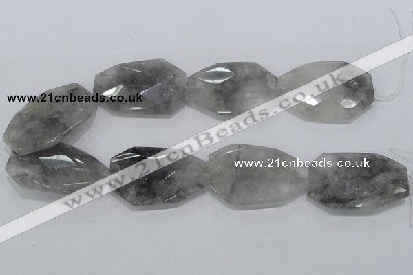 CCQ231 15.5 inches 30*50mm faceted freeform cloudy quartz beads