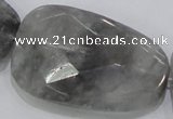 CCQ232 15.5 inches 35*50mm faceted freeform cloudy quartz beads