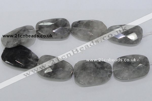 CCQ232 15.5 inches 35*50mm faceted freeform cloudy quartz beads