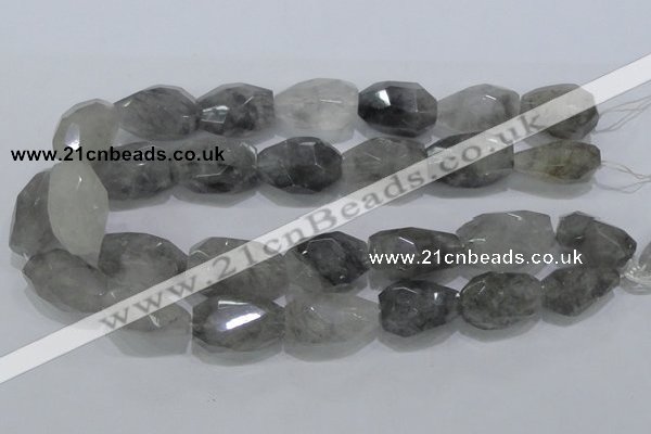 CCQ233 15.5 inches 20*30mm faceted nugget cloudy quartz beads
