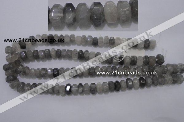 CCQ237 15.5 inches 8*12mm faceted rondelle cloudy quartz beads