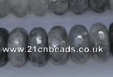 CCQ238 15.5 inches 10*20mm faceted rondelle cloudy quartz beads