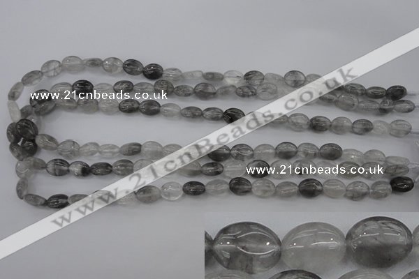 CCQ243 15.5 inches 8*10mm oval cloudy quartz beads wholesale