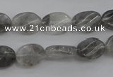 CCQ248 15.5 inches 10*14mm twisted oval cloudy quartz beads wholesale