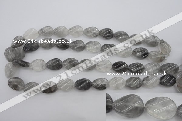 CCQ249 15.5 inches 13*18mm twisted oval cloudy quartz beads wholesale