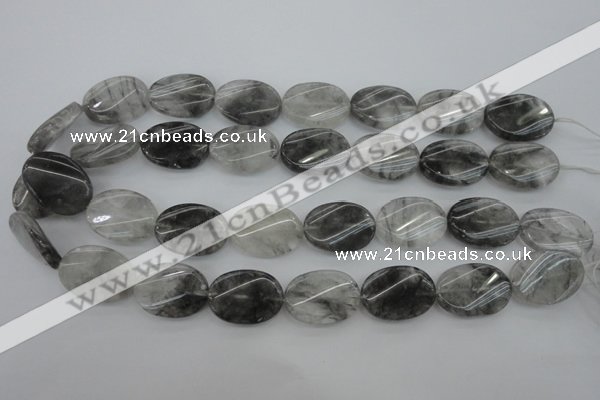 CCQ251 15.5 inches 18*25mm twisted oval cloudy quartz beads wholesale