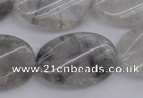 CCQ252 15.5 inches 20*30mm twisted oval cloudy quartz beads wholesale