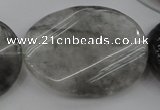 CCQ253 15.5 inches 30*40mm twisted oval cloudy quartz beads wholesale