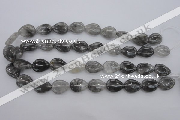 CCQ254 15.5 inches 15*20mm flat teardrop cloudy quartz beads