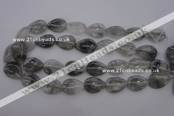 CCQ255 15.5 inches 18*25mm flat teardrop cloudy quartz beads
