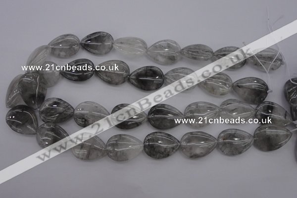 CCQ255 15.5 inches 18*25mm flat teardrop cloudy quartz beads