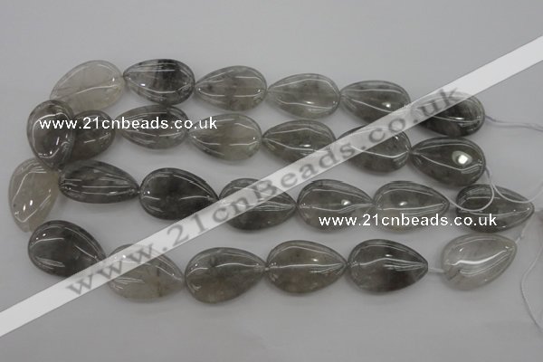 CCQ256 15.5 inches 20*30mm flat teardrop cloudy quartz beads