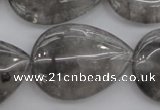 CCQ257 15.5 inches 25*35mm flat teardrop cloudy quartz beads