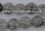 CCQ258 15.5 inches 14mm flat round cloudy quartz beads