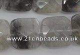 CCQ262 15.5 inches 20*20mm faceted square cloudy quartz beads