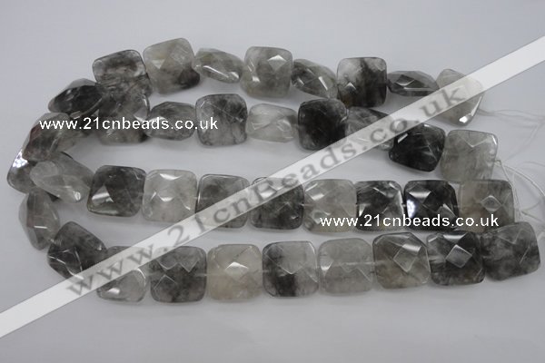 CCQ262 15.5 inches 20*20mm faceted square cloudy quartz beads