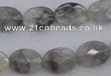 CCQ265 15.5 inches 12*16mm faceted oval cloudy quartz beads