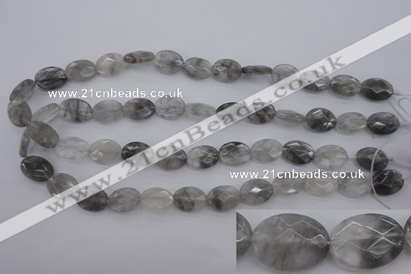 CCQ265 15.5 inches 12*16mm faceted oval cloudy quartz beads