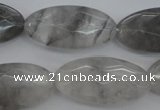 CCQ266 15.5 inches 15*30mm faceted oval cloudy quartz beads