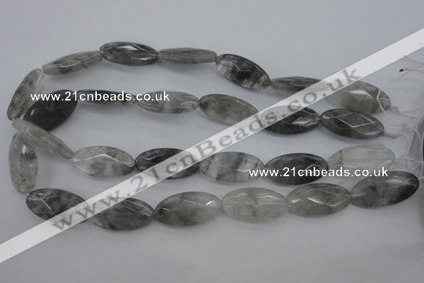 CCQ266 15.5 inches 15*30mm faceted oval cloudy quartz beads