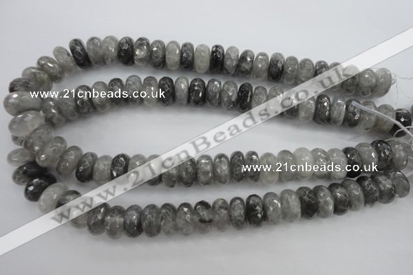 CCQ285 15.5 inches 8*16mm faceted rondelle cloudy quartz beads