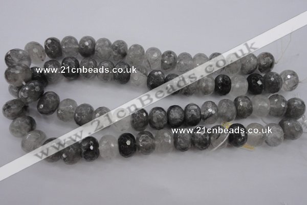 CCQ286 15.5 inches 12*16mm faceted rondelle cloudy quartz beads