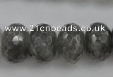 CCQ287 15.5 inches 12*18mm faceted rondelle cloudy quartz beads