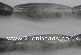 CCQ290 15.5 inches 10*35mm faceted rice cloudy quartz beads