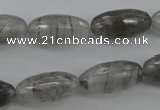 CCQ292 15.5 inches 10*20mm faceted rice cloudy quartz beads