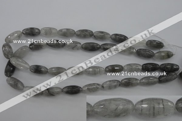 CCQ292 15.5 inches 10*20mm faceted rice cloudy quartz beads