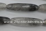 CCQ293 15.5 inches 10*35mm faceted rice cloudy quartz beads