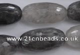 CCQ294 15.5 inches 15*30mm faceted rice cloudy quartz beads