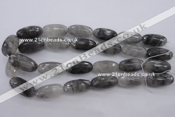 CCQ294 15.5 inches 15*30mm faceted rice cloudy quartz beads