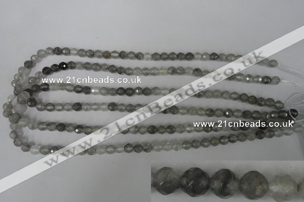 CCQ311 15.5 inches 6mm faceted round cloudy quartz beads wholesale