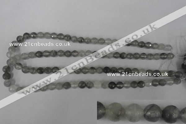 CCQ312 15.5 inches 8mm faceted round cloudy quartz beads wholesale