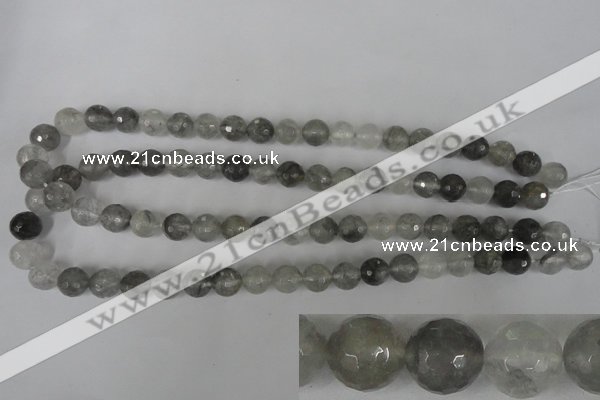 CCQ313 15.5 inches 10mm faceted round cloudy quartz beads wholesale