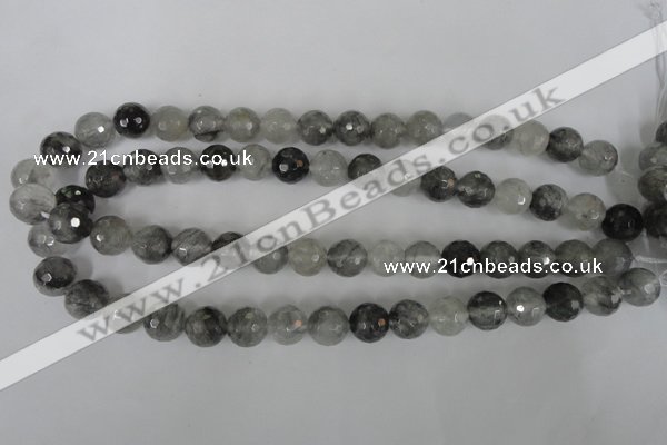 CCQ314 15.5 inches 12mm faceted round cloudy quartz beads wholesale