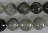 CCQ315 15.5 inches 14mm faceted round cloudy quartz beads wholesale