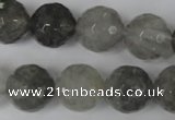 CCQ316 15.5 inches 16mm faceted round cloudy quartz beads wholesale