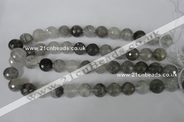 CCQ316 15.5 inches 16mm faceted round cloudy quartz beads wholesale