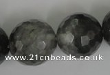 CCQ319 15.5 inches 22mm faceted round cloudy quartz beads wholesale