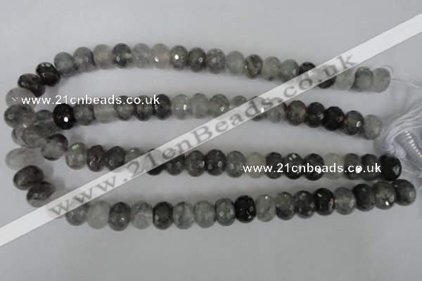 CCQ333 15.5 inches 10*14mm faceted rondelle cloudy quartz beads