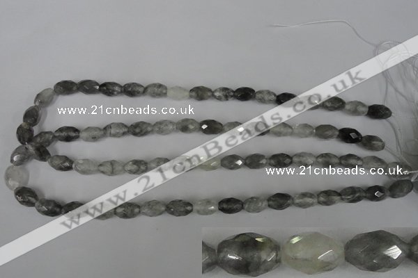 CCQ348 15.5 inches 8*12mm faceted rice cloudy quartz beads wholesale