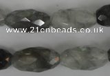 CCQ350 15.5 inches 12*22mm faceted rice cloudy quartz beads wholesale