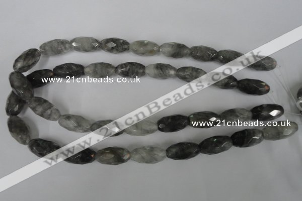 CCQ350 15.5 inches 12*22mm faceted rice cloudy quartz beads wholesale