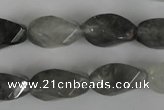 CCQ358 15.5 inches 10*20mm twisted rice cloudy quartz beads wholesale