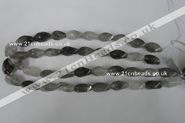 CCQ358 15.5 inches 10*20mm twisted rice cloudy quartz beads wholesale